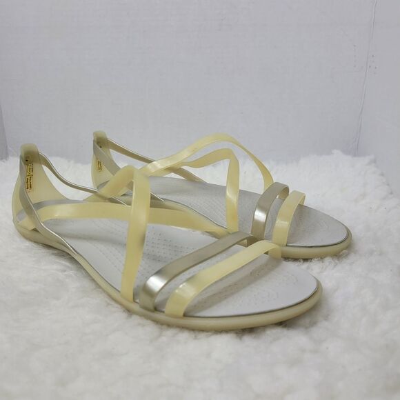 Crocs Iconic  Isabella Womens Sandals Size 9 Strappy Comfy Slip Ons Beige - Picture 1 of 10